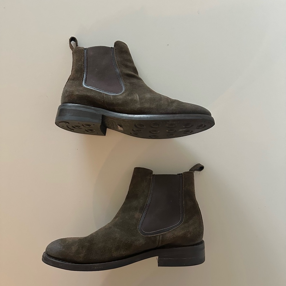 Thursday Boot Company Duke Suede Leather Chelsea Ankle Boots Brown 10.5 - Picture 2 of 6